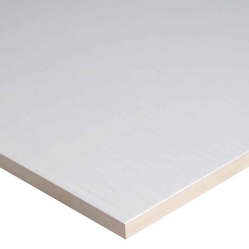 Dymo white stripe 12x24 glossy glazed ceramic wall tile msi collection NDYMSTRWHI1224G product shot one tile profile view