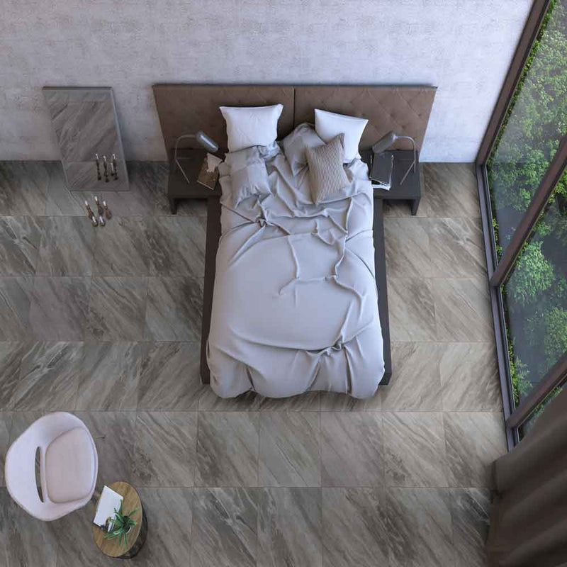 Eden bardiglio 24x24 polished porcelain floor and wall tile NEDEBAR2424P product shot bedroom view