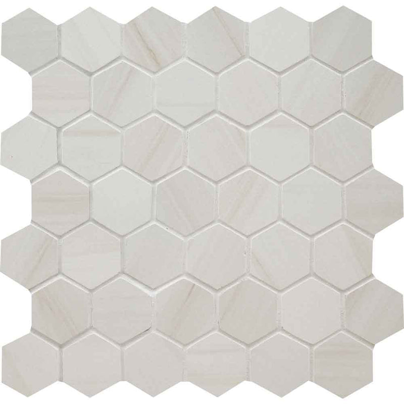 Eden dolomite 12x12 2hexagon porcelain matte meshmounted mosaic tile NEDEDOL2X2HEX product shot tile view
