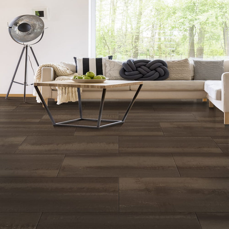 Element bronze 16x32 glazed porcelain floor and wall tile 1099675 product shot room view