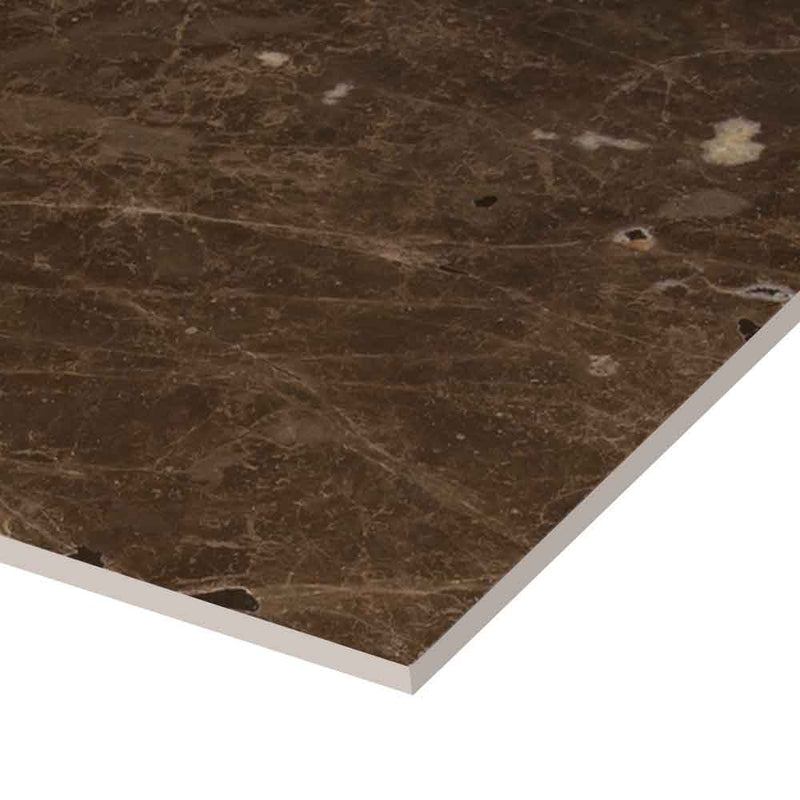 Emperador dark 18 in x 18 in polished marble floor and wall tile TEMPDRK181838 product shot profile view