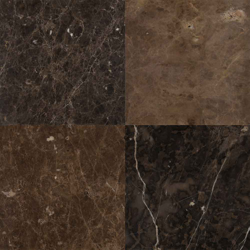 Emperador dark 18 in x 18 in polished marble floor and wall tile TEMPDRK181838 product shot top view