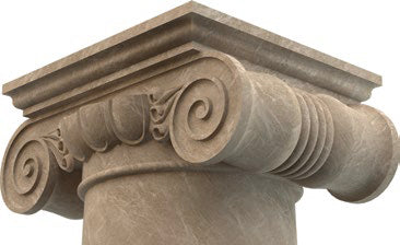 Emperador light marble hand-carved column head 20x24x12 MEGCL02 angle view