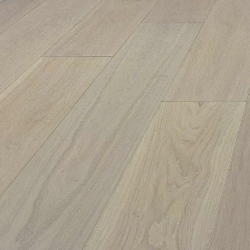 Engineered Hardwood floors strabo french white oak floret prefinished wire brushed SHW12533WB 9in angle view