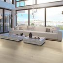 Engineered Hardwood floors strabo french white oak floret prefinished wire brushed SHW12533WB 9in installed living room floor