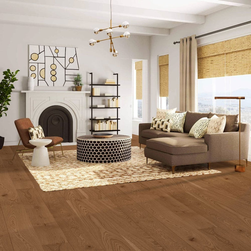 Engineered Hardwood floors strabo french white oak gitana prefinished wire brushed SHW12524WB 7.5in installed on living room floor