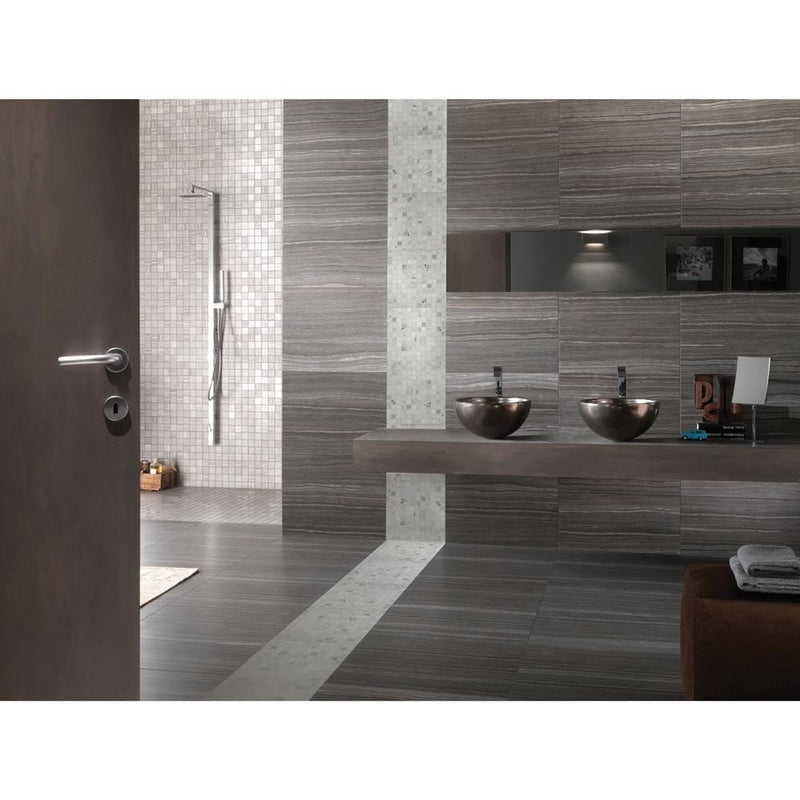Eramosa grey 12x24 glazed porcelain floor and wall tile msi collection NERAGRE1224 product shot bath view