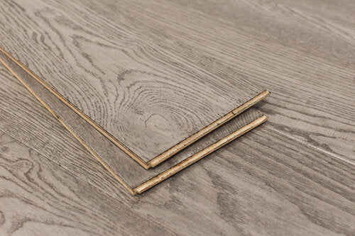 Engineered Hardwood European Oak 7.5" Wide, 74.8" RL, 1/2" Thick Elysian Ethereal Grey - Mazzia Collection product shot tile view