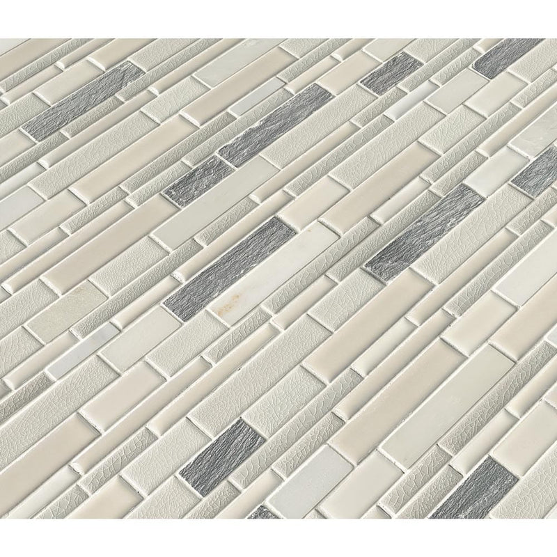 Everest interlocking 12X12 porcelain and stone mesh mounted mosaic tile SMOT-SPIL-EVER8MM product shot multiple tiles angle view