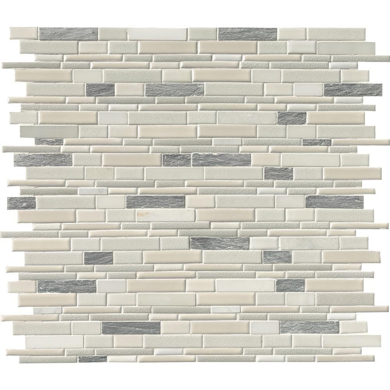 Everest interlocking 12X12 porcelain and stone mesh mounted mosaic tile SMOT-SPIL-EVER8MM product shot multiple tiles top view