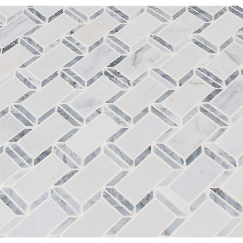 Framework 12X12 polished marble mesh mounted mosaic tile SMOT-FRMWRK-POL10MM product shot multiple tiles angle view
