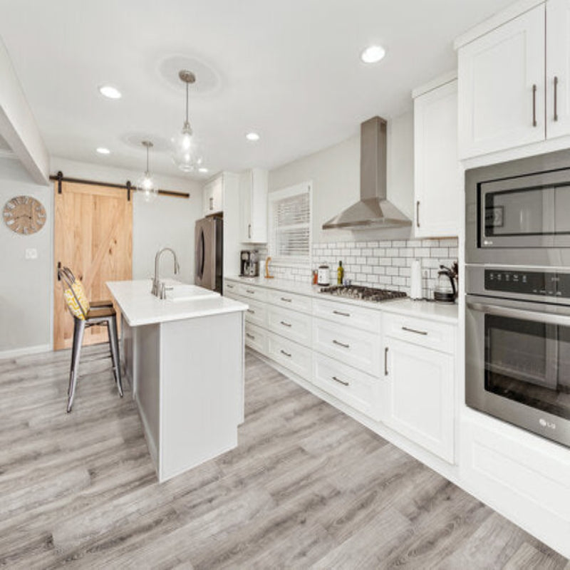 Laminate Hardwood 7.75" Wide, 48" RL, 12mm Thick EIR Marquis Gilt Platinum Floors - Mazzia Collection product shot kitchen view