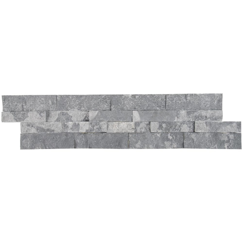 Glacial grey splitface ledger panel 6X24 natural marble wall tile LPNLMGLAGRY624 product shot multiple tiles close up view