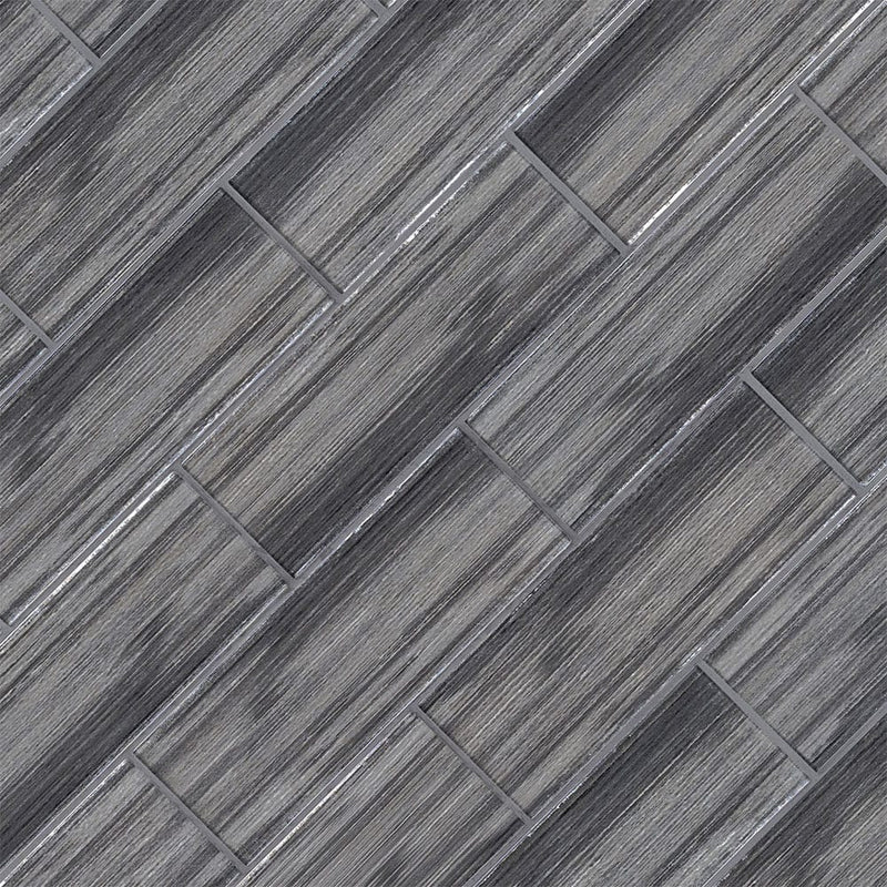 Glacier black 3x9 glossy glass subway tile SMOT-GL-T-GLABLK39 product shot multiple tiles angle view