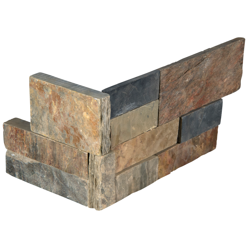 Rockmount Gold Rush Splitface Ledger Corner 6"x18" Natural Slate Wall Tile - MSI Collection