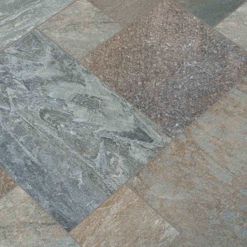 Golden white pattern gauged quartzite floor and wall tile SGLDQTZ-ASH-3-G product shot angle view