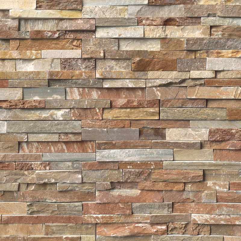 Golden white splitface ledger panel 6X24 natural quartzite wall tile LPNLQGLDWHI624 product shot multiple tiles top view