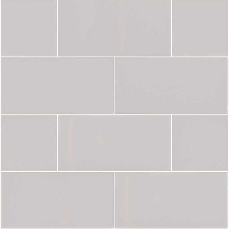 Gray glossy glazed ceramic wall tile msi collection NGRAGLO3X6 product shot one tile top view
