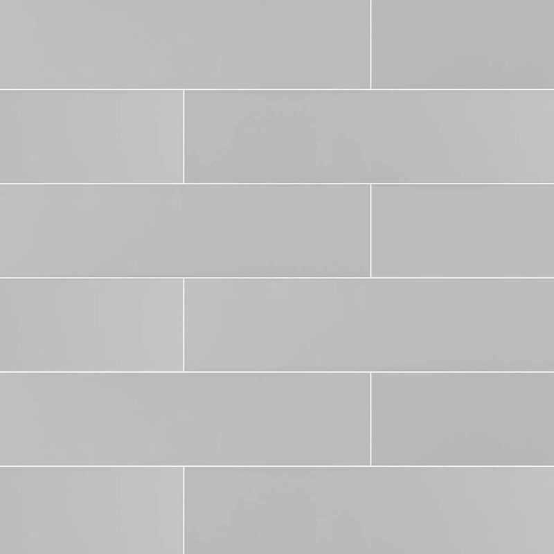 Gray glossy glazed ceramic wall tile msi collection NGRAGLO4X16 product shot multiple tiles top view