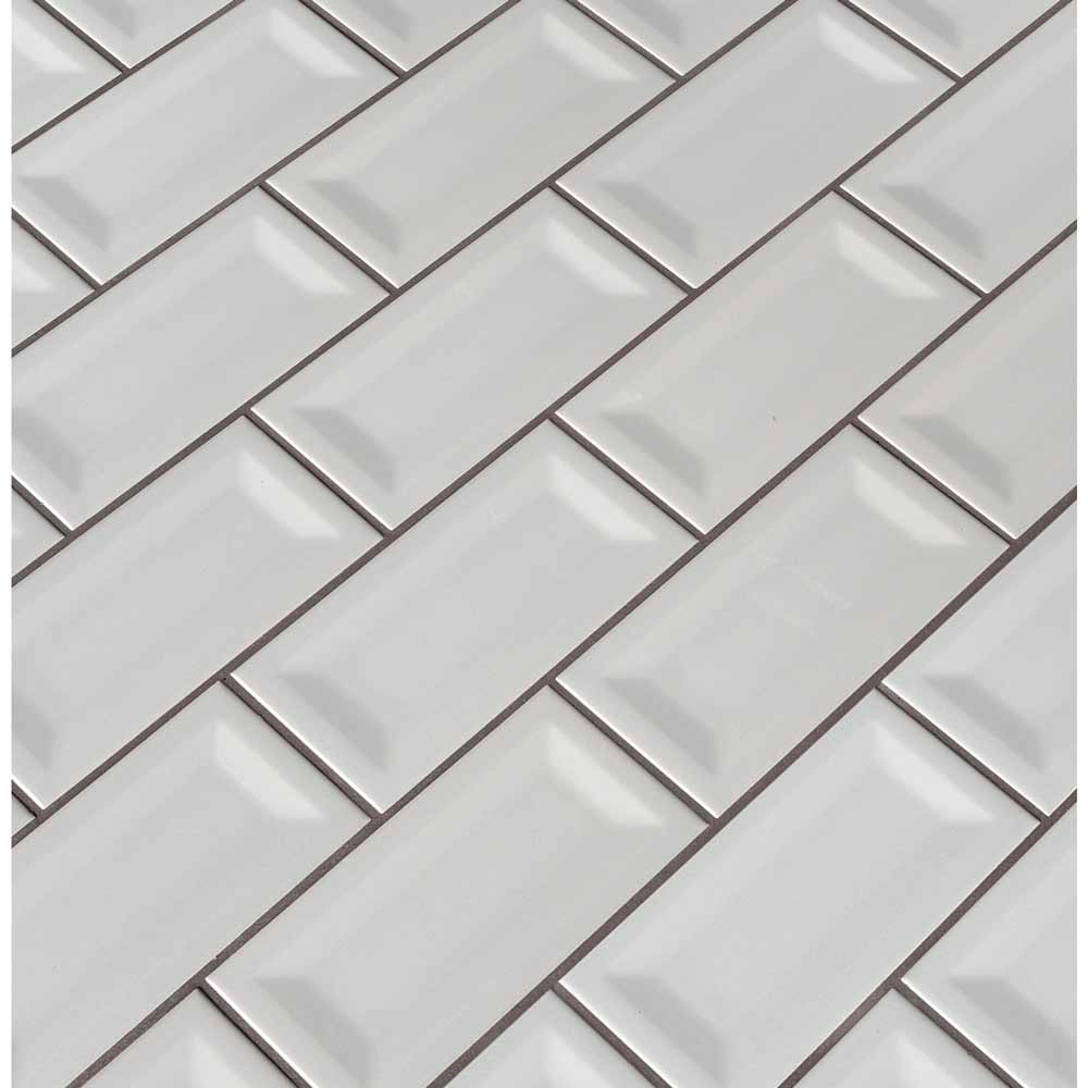 Msi Gray Glossy Inverted Beveled 3x6 Glazed Ceramic Wall Tile 3303