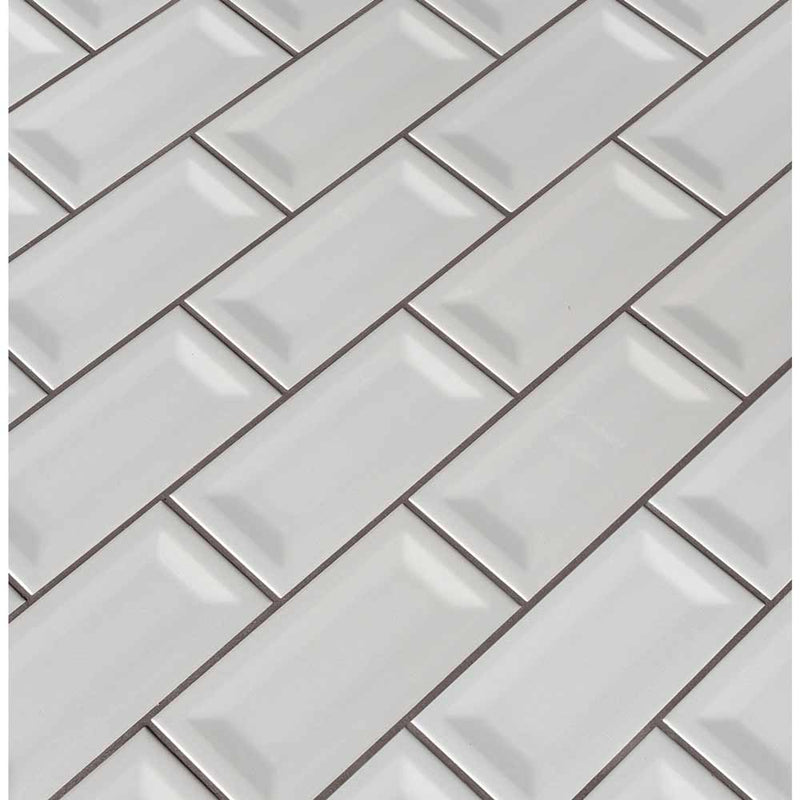 Gray Glossy Inverted Beveled 3"x6" Glazed Ceramic Wall Tile- MSI Collection