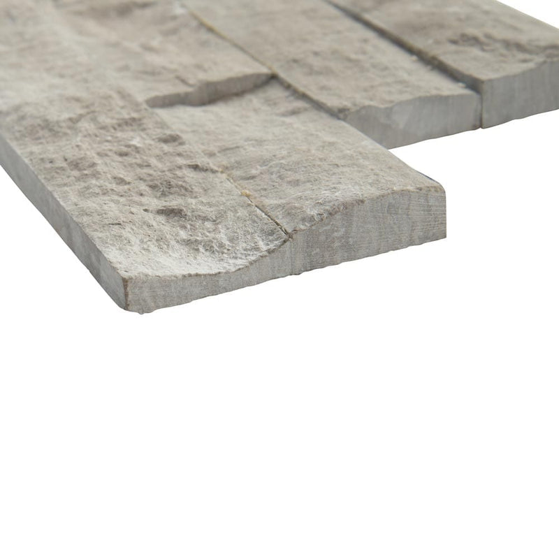 Gray oak split face ledger corner 6X18 marble wall tile LPNLMGRYOAK618COR product shot profile view