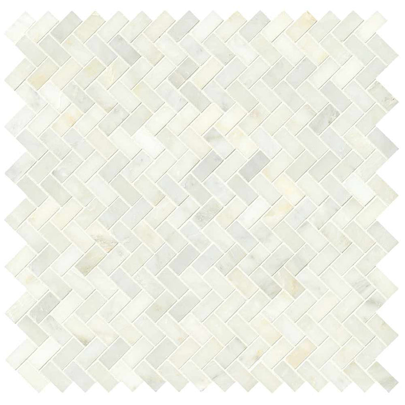 Greecian white herringbone pattern 11.63X11.63 polished marble mesh mounted mosaic tile SMOT-GRE- HBP product shot multiple tiles top view