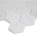 Greecian white hexagon 11.75X12 polished marble mesh mounted mosaic tile SMOT GRE 2HEXP product shot profile view