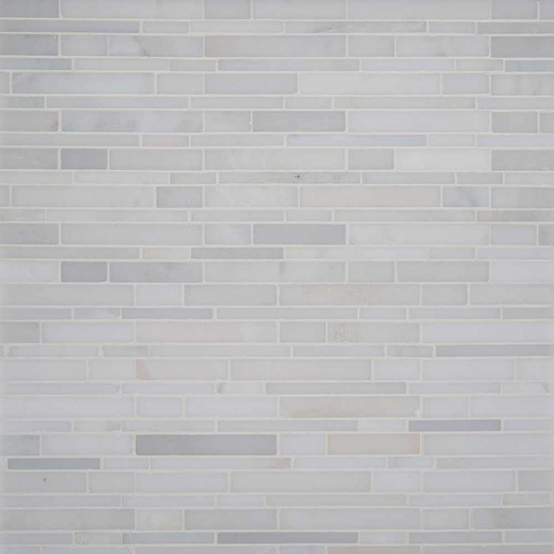 Greecian white interlocking 12X12 polished marble mesh mounted mosaic tile SMOT-GRE-ILP10MM product shot multiple tiles top view