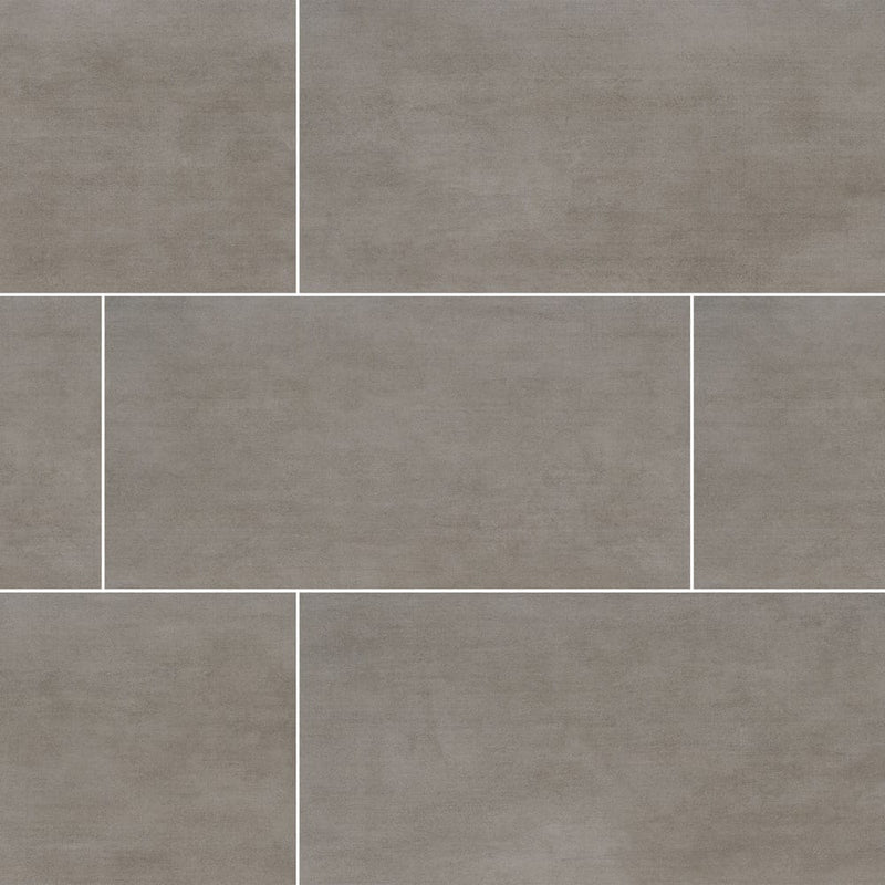Gridscale concrete 12x24 matte ceramic floor and wall tile NGRICON1224 product shot multiple tiles top view