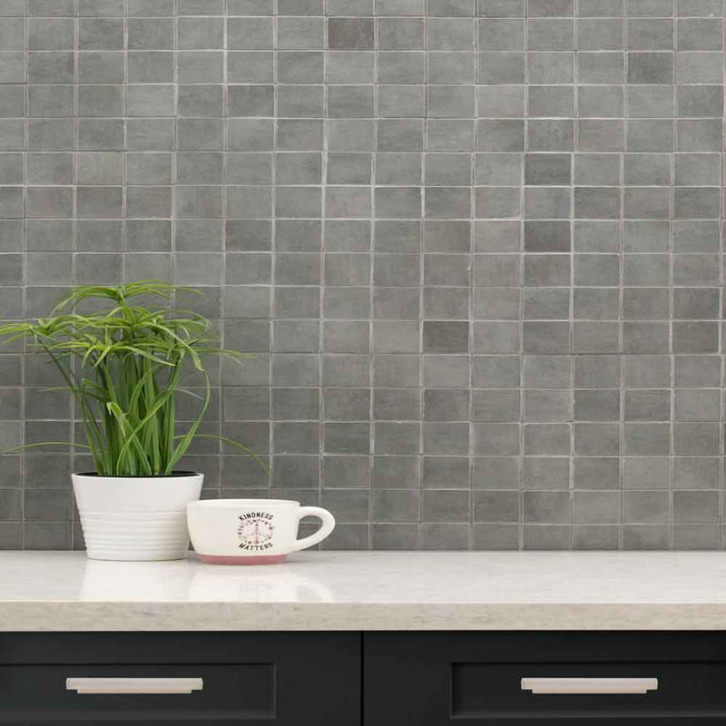 Gridscale Graphite 12"X12" Ceramic Mesh-Monted Mosaic Tile 2"x2"- MSI Collection
