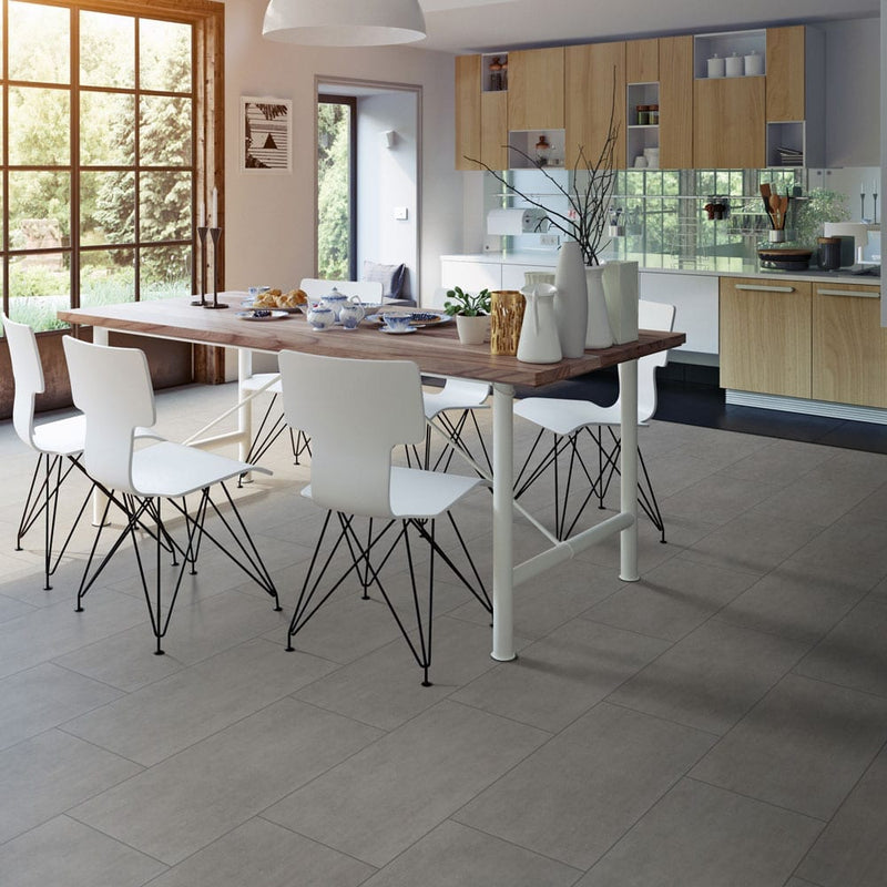 Gridscale graphite 12x24 matte ceramic floor and wall tile NGRIGRA1224 product shot kitchen view