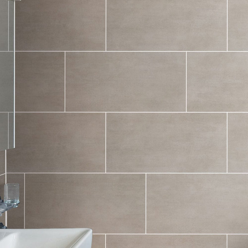 Gridscale gris 12x24 matte ceramic floor and wall tile NGRIDGRI1224 product shot wall view