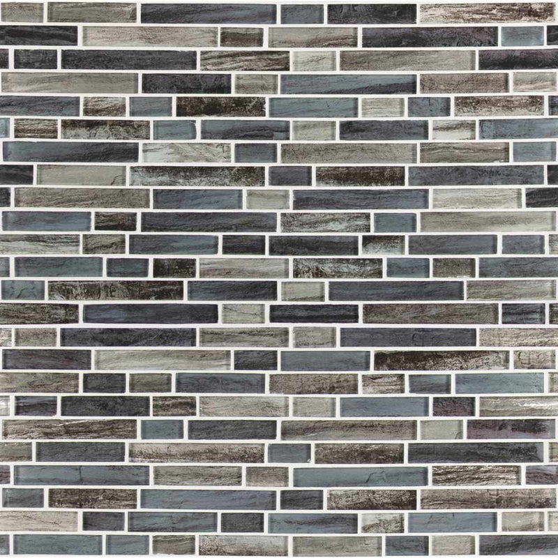 Grigio lagoon interlocking 11.81X11.81 glass m Mounted mosaic tile SMOT-GLSIL-GRILAG8MM product shot multiple tiles top view