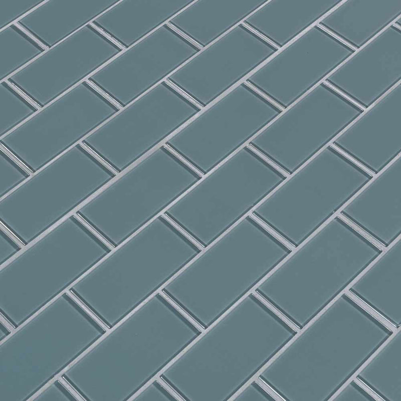 Harbor gray 11.75X13.88 glass mesh mounted mosaic tile SMOT GLSST HAGR8MM product shot multiple tiles angle view