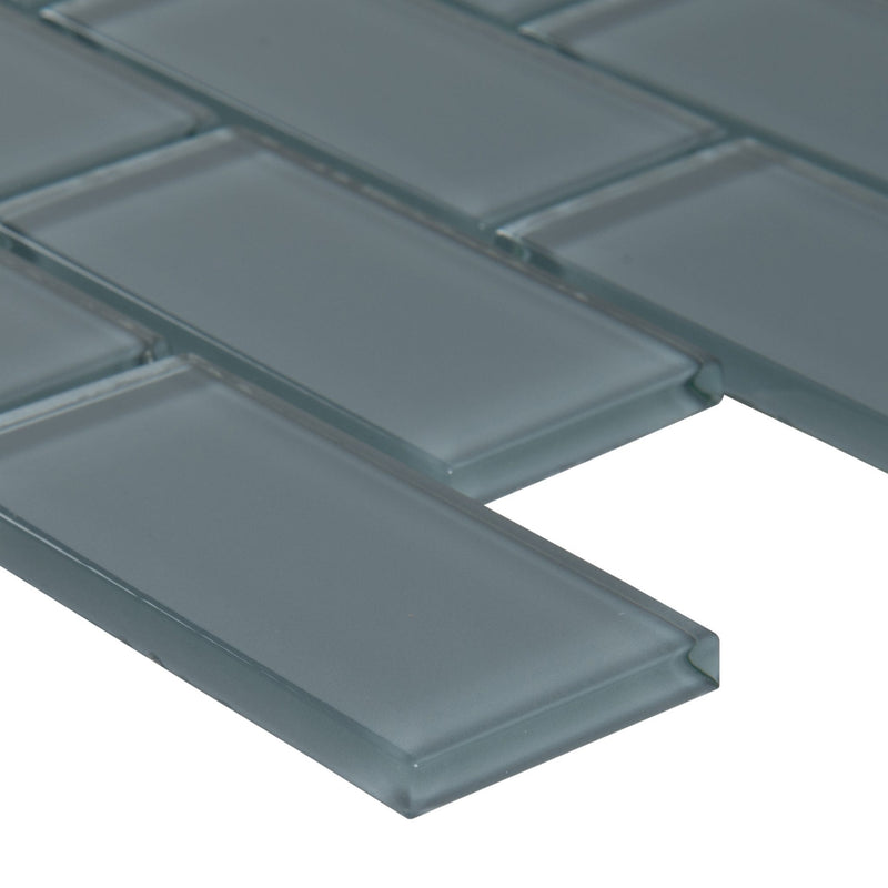 Harbor gray 11.75X13.88 glass mesh mounted mosaic tile SMOT GLSST HAGR8MM product shot profile view