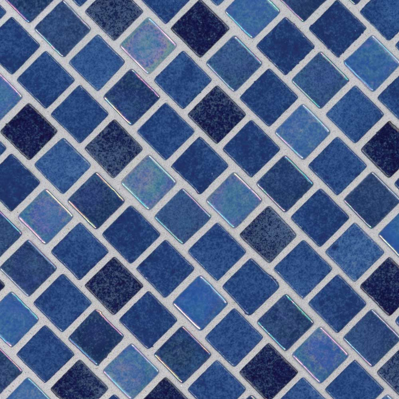 Hawaiian blue 11.81X11.81 glass mesh mounted mosaic tile SMOT-GLSB-HAWBLU4MM product shot multiple tiles angle view