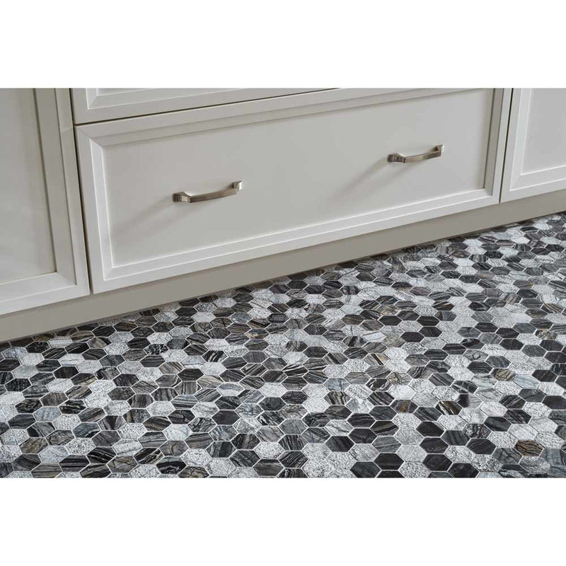 Henley hexagon 11.75X12 natural marble mesh mounted mosaic tile SMOT-HENLEY-2HEX product shot floor view