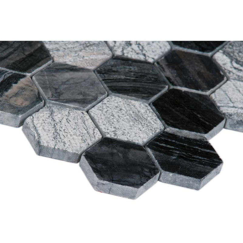 Henley hexagon 11.75X12 natural marble mesh mounted mosaic tile SMOT-HENLEY-2HEX product shot profile view