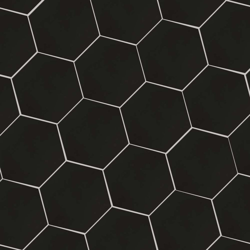 Hexley graphite 9x10.5 hexagon matte porcelain field tile  msi collection NHEXGRA9X10.5HEX product shot angle view