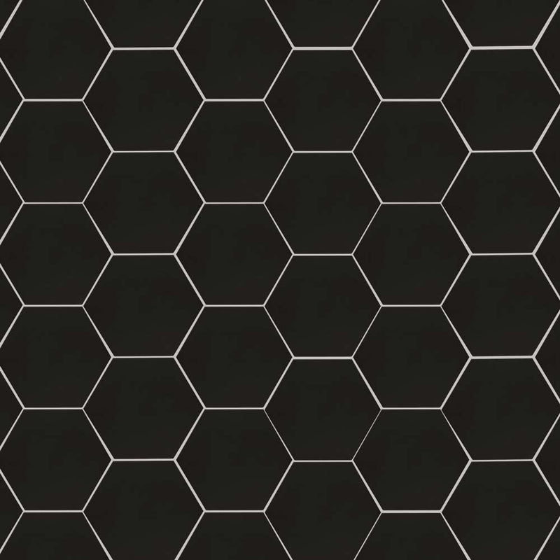 Hexley graphite 9x10.5 hexagon matte porcelain field tile  msi collection NHEXGRA9X10.5HEX product shot wall view