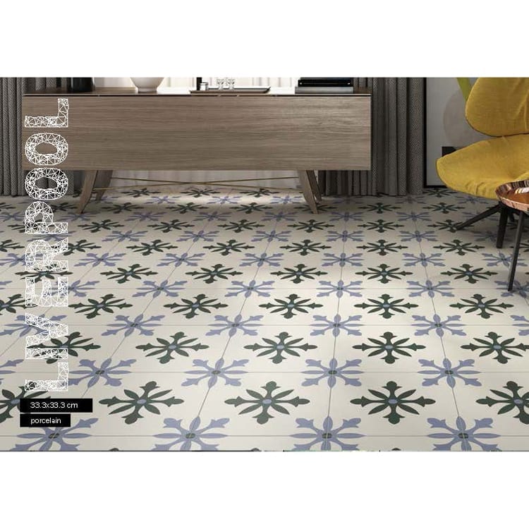 Hydraulic Collection Liverpool White Porcelain Tile 13x13 Matte Room Scene Floor