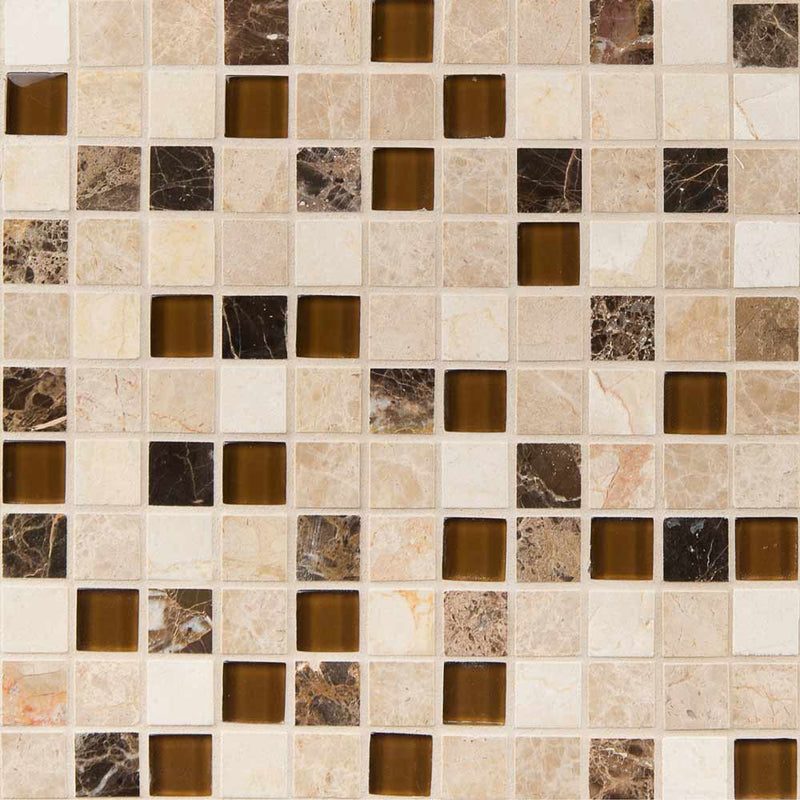 Ibiza blend 12X12 glass and stone mesh mounted mosaic tile SMOT-SGLS-IB-8MM product shot multiple tiles close up view