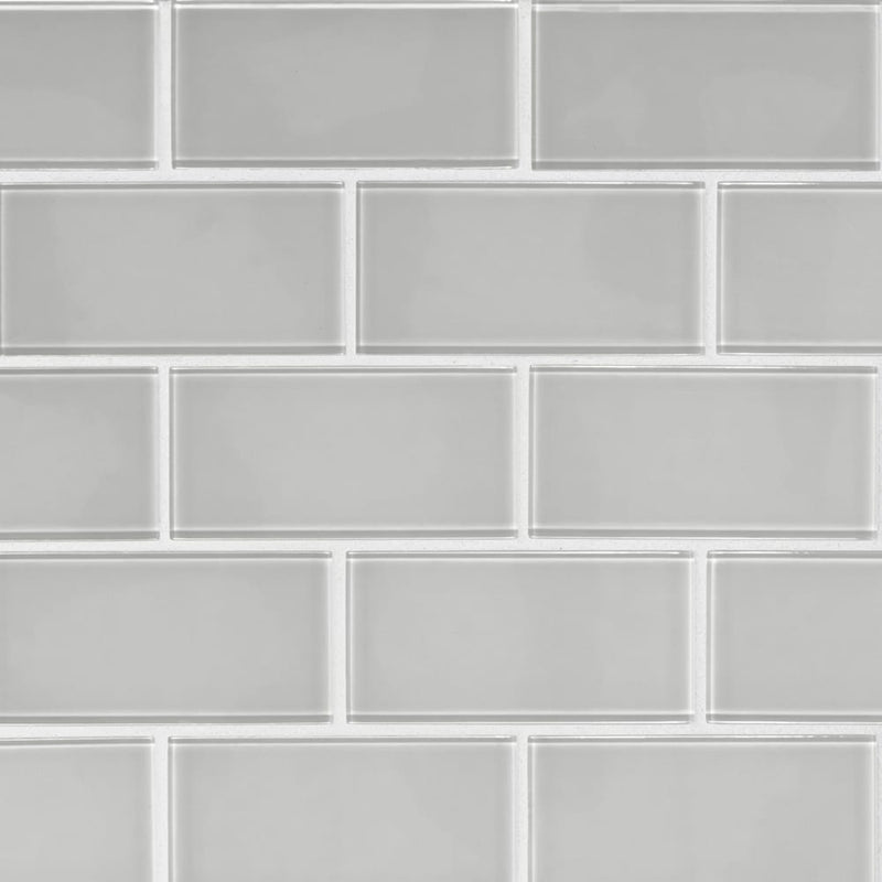 Ice 3x6 Glossy Glass White Subway Tile SMOT-GL-T-IC36 product shot wall view