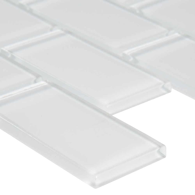 Ice subway 12X13.88 glass mesh mounted mosaic tile SMOT GLSST IC8MM product shot profile view