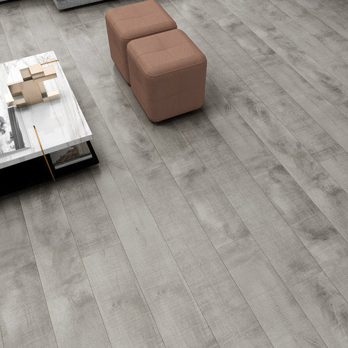 Laminate Hardwood 7.75" Wide, 72" RL, 12mm Thick Textured Summa Intrepid Nickel Floors - Mazzia Collection product shot living room view 4