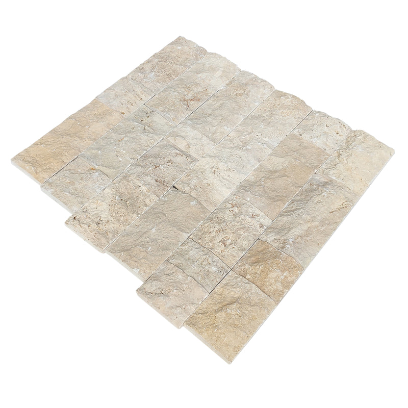 Ivory Light Travertine 6xFree-length split-face wall tile angle product view