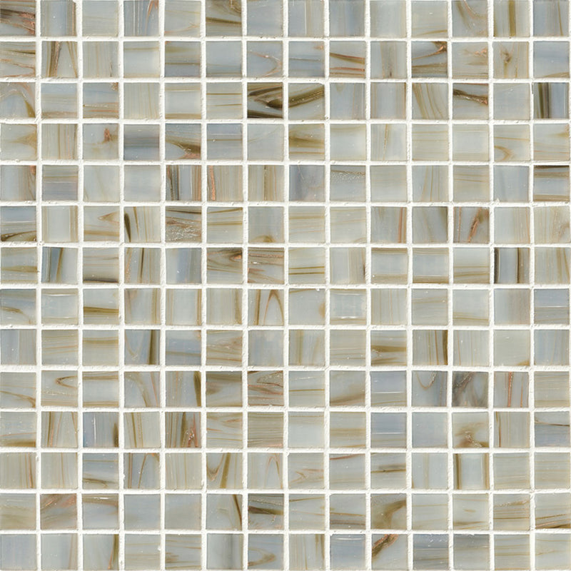 Ivory iridescent 12x12 glass meshmounted mosaic tile THDW3-SH-IVRYIR3-4X3-4GL product shot wall view