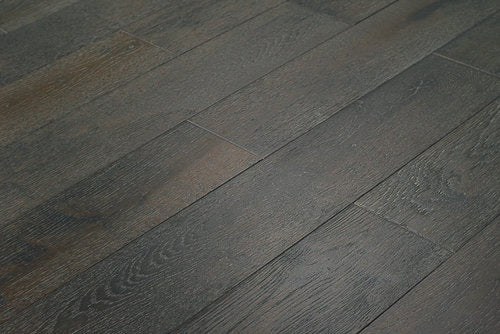 Solid Hardwood 5" Wide, 48" RL, 3/4" Thick Wirebrushed Oak Jubilee Grey Floors - Mazzia Collection product shot tile view