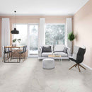 Kaya calacatta venato 24x48 polished porcelain floor and wall tile NKAYCALVEN2448P product shot living room view